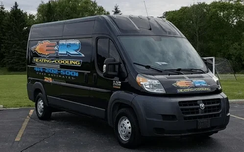 E & R Heating and Cooling service van in Milwaukee